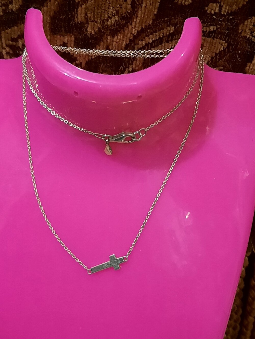 Authentic Genuine solid sterling silver 16" Cross ✝️ Necklace Open Link Chain